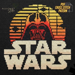 Darth Vader korsstygnsmönster, enkelt nybörjarbroderi med sci-fi-motiv (digital nedladdning)