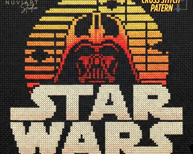 Darth Vader Cross Stitch Pattern, Easy Beginner Sci-Fi Embroidery (Digital Download)