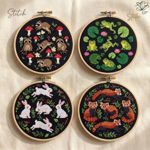 Forest Animals Cross Stitch Pattern Set of 4, Easy Woodland Nursery Decor PDF