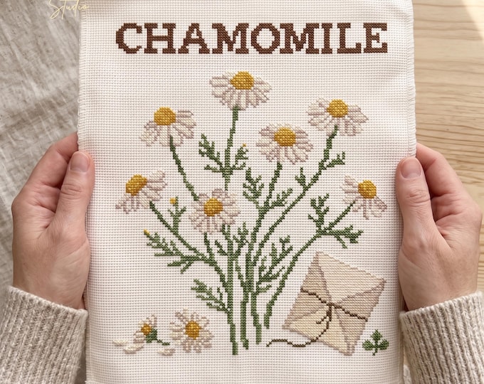 Chamomile Botanical Cross Stitch Pattern PDF, Pattern Keeper Compatible
