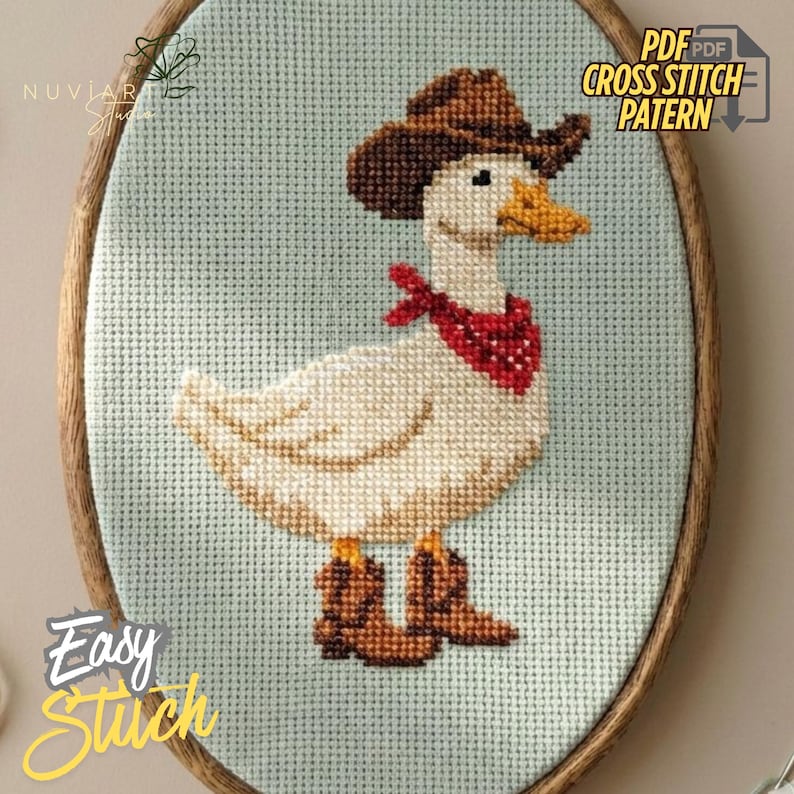 Bring a touch of the Wild West to your embroidery hoop with this adorable, beginner-friendly Cowboy Duck!