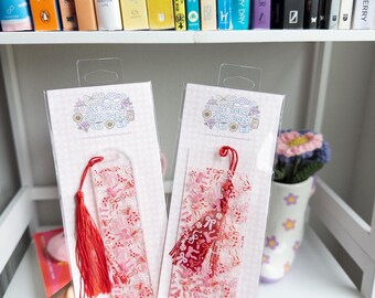 Pink Bow Candy Cane Acrylic Bookmark