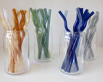 Canudos de vidro ondulados de 8 polegadas