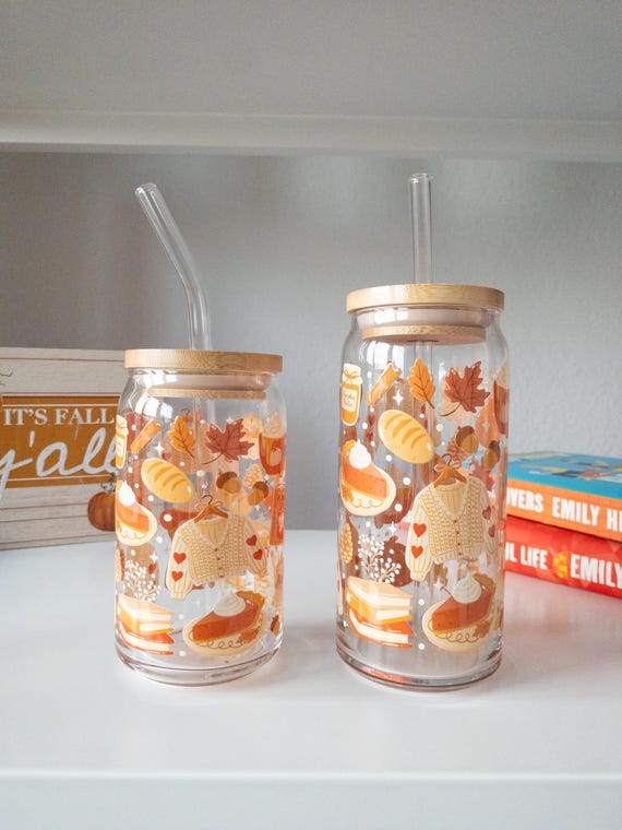 Pumpkin Spice Fall Glass Cup