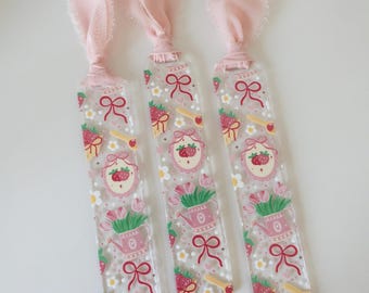 Daisy Strawberry Picnic Acrylic Ribbon Bookmark