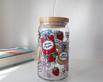 Coquette Strawberry Jam Floral Glass Cup
