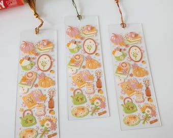 Cozy Pumpkin Floral Bookish Acrylic Bookmark
