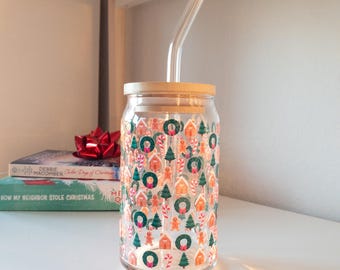 Fairy's Gift Tasse En Verre En Forme De Maison En Pain D'épices Avec Couvercle à Paille – Tasses De Noël Avec Couvercles Et Pailles, Tasses à Café En Verre, Gobelets à Café