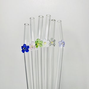 Daisy Flower Glass Straw with Custom Colors - Drinking Straws.Glass