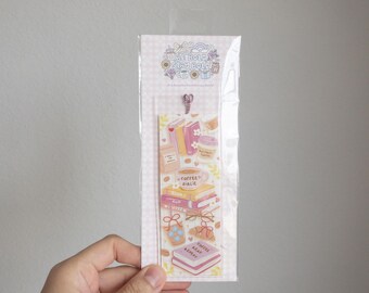 Pastel Coffee Girlie Acrylic Bookmark with Tassel, Book Lover Gift