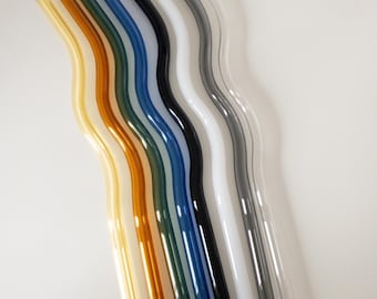 9-Zoll-wiederverwendbare gewellte Glasstrohhalme, bunte Trinkhalme, umweltfreundliche wiederverwendbare Strohhalme, spülmaschinenfest