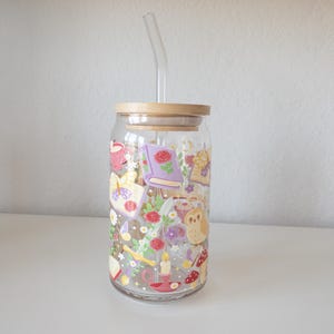 Bookish Iced Coffee Cup, Fantasy Glass Cups with lid & straw, Book Lover Glass Cups, Gifts for Book Lovers, Be Bold Stay Bold image 3