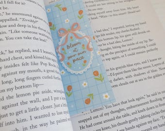 Bloom at Your Own Pace Floral Acrylic Bookmark with Tassel, Book Lover Gift