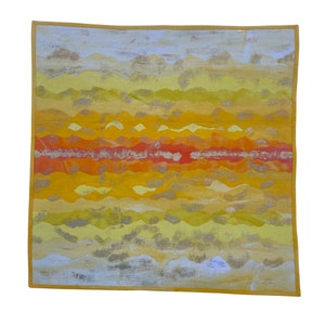 Abstract Yellow mountain Art Quilt with gold