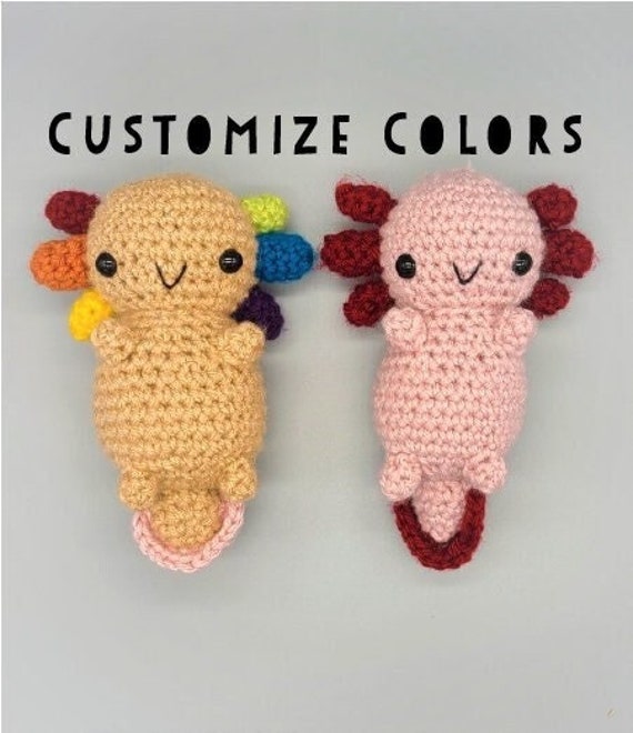 Medium Crochet Axolotl Plushie Crochet Salamander Aquatic Animal Crochet  Plushies, Crochet Amphibian Plushies, Small Handmade Plushies 