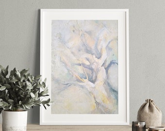 Old Tree Oil Painting In Pastel Colors, Expressive Nature Scene Wall Decor, Original Handpainted Artwork, Textured Palette Knife Artwork