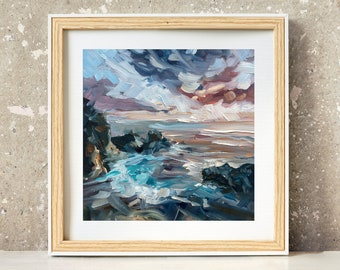 McWay Cove Sunset Giclée Print Of Oil Painting, California Beach Art Print, Big Sur Coastal Artwork, Ocean Wall Decor, Seascape Picture