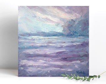 Abstract Purple Landscape Oil Painting, Textured Impasto Nature Scene Gift, Modern Impressionist Artwork, Handpainted Violet Wall Decor