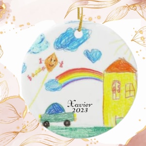 Décoration artistique personnalisée pour enfant, image personnalisée dessin, peinture artistique pour enfant, création de votre propre décoration de Noël, cadeaux de décoration de Noël, dessin animé pour enfants