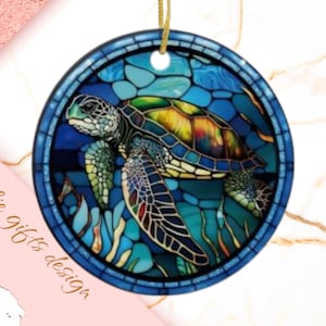 Turtle  Christmas Ornament, Personalized Turtle  Ornament, Turtle  Gift, Turtle, suncatcher,  Turtle Decoration, stain glass ornament 383