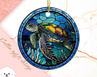 Turtle  Christmas Ornament, Personalized Turtle  Ornament, Turtle  Gift, Turtle, suncatcher,  Turtle Decoration, stain glass ornament 383