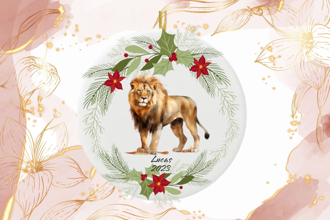 Lion Christmas Ornament, Personalized Lion Ornament, Lion Gift, Lion