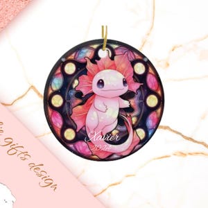 axolotl Christmas Ornament, Personalized axolotl Ornament, axolotl Gift, axolotl Christmas Tree Decor, axolotl Decoration, rustic wood or 70