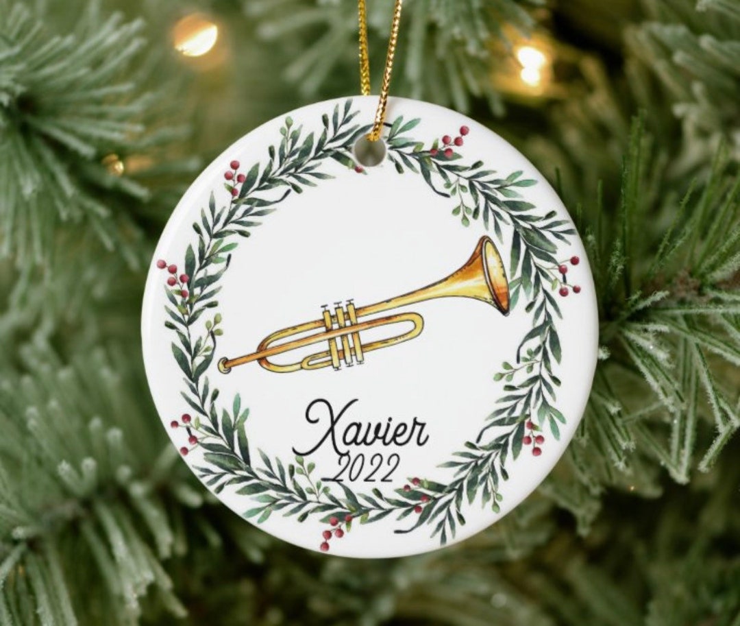 Trumpet Christmas Ornament, Personalized Trumpet Ornament, Trumpet Gift