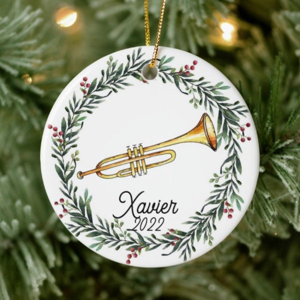 Trumpet Christmas Ornament, Personalized Trumpet Ornament, Trumpet Gift, Trumpet Christmas Tree Decor, Trumpet Decoration,