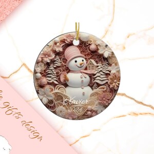 Snowman Christmas Ornament, Personalized Snowman Ornament, Snowman Gift, Snowman Christmas Tree Decor,  Snowman Decoration, rustic wood 110