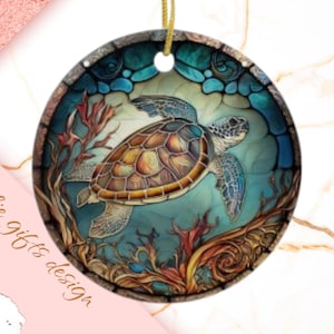 Turtle  Christmas Ornament, Personalized Turtle  Ornament, Turtle  Gift, Turtle, suncatcher,  Turtle Decoration, stain glass ornament 359