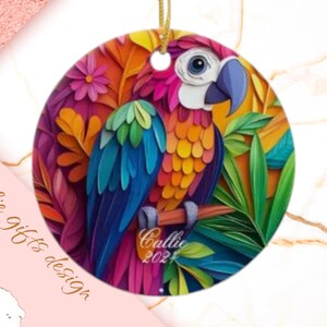 parrot Christmas Ornament, Personalized parrot Ornament, parrot Gift, parrot Christmas Tree Decor, parrot Decoration, stain glass orname 292