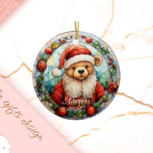 Polar Bear Christmas Ornament, Personalized Polar Bear Ornament, Polar Bear Gift, Polar Bear Christmas Tree Decor, Bear Decoration 86