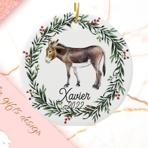 Donkey Christmas Ornament, Personalized Donkey Ornament, Donkey Gift, Donkey Christmas Tree Decor, Donkey Decoration, Donkey Present 217