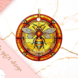 Bee Christmas Ornament, Personalized Bee Ornament, Bee Gift, Bee Christmas Tree Decor,  Bee Decoration, rustic wood ornament 33