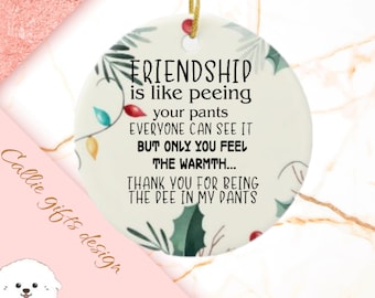 Friendship Is Like Peeing Your Pants Friendship Christmas Ornament, Funny Friendship Christmas Ornament 13