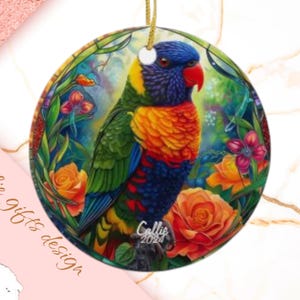 parrot Christmas Ornament, Personalized parrot Ornament, parrot Gift, parrot Christmas Tree Decor, parrot Decoration, stain glass orname 266