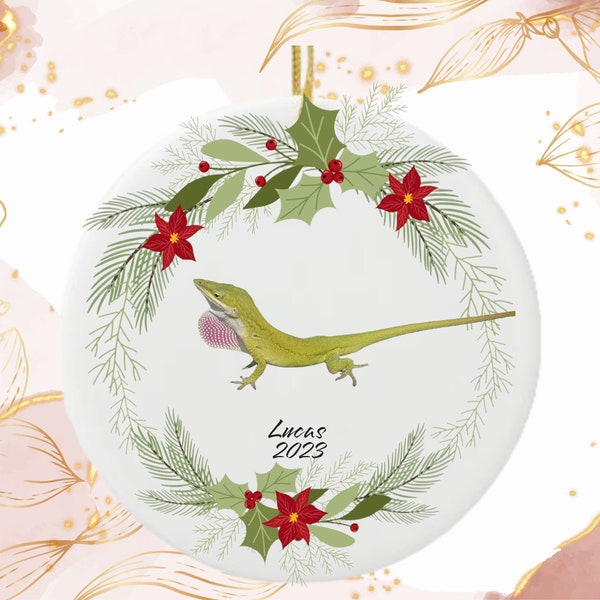 green anole Christmas Ornament, Personalized green anole Ornament, green anole Gift, green anole Christmas Tree Decor, green anole Decoratio