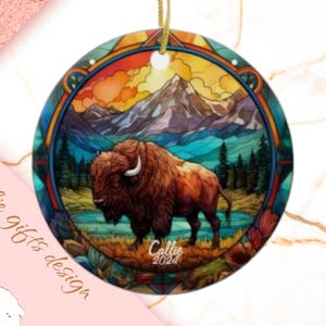 bison Christmas Ornament, Personalized bison Ornament, bison Gift, bison Christmas Tree Decor, bison Decoration, rustic wood ornament 268