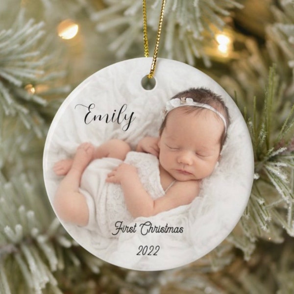 Photo Baby First Christmas Ornament, Baby Photo Ornament, Custom Ornament, 2022 Christmas Gift, Baby Christmas Gift, Personalized