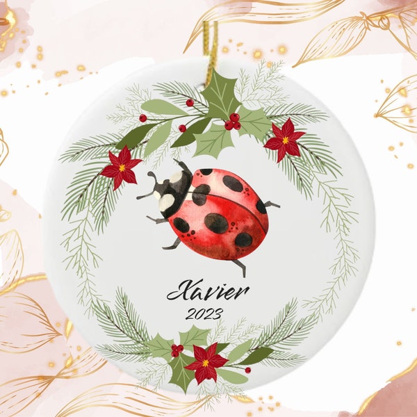 Ladybug Christmas Ornament, Personalized Ladybug Ornament, Ladybug Gift, Ladybug Christmas Tree Decor, Ladybug Decoration
