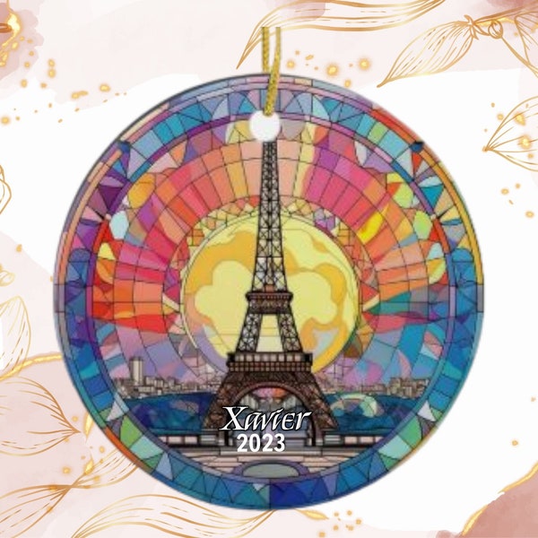 Paris Christmas Ornament, Personalized Paris Ornament, Paris Gift, Paris Christmas Tree, Paris Decoration, stain glass ornament, suncatcher