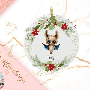 bat  Christmas Ornament, Personalized bat  Ornament, bat  Gift, bat  Christmas Tree Decor,  bat Decoration, rustic wood ornament 590