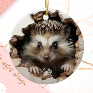 Hedgehog Ornament, Custom Hedgehog Ornament, Hedgehog Gift, Hedgehog Christmas, Hedgehog lover gift, Hedgehog, Hedgehog Christmas Tree 253