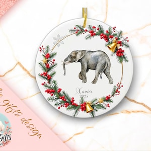 elephant Christmas Ornament, Personalized elephant Ornament, elephant Gift, elephant Christmas Tree Decor, elephant Decoration, rustic w 543