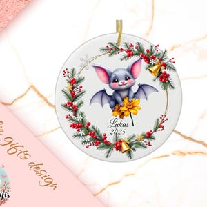 bat  Christmas Ornament, Personalized bat  Ornament, bat  Gift, bat  Christmas Tree Decor,  bat Decoration, rustic wood ornament 593