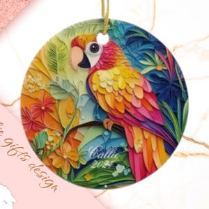 parrot Christmas Ornament, Personalized parrot Ornament, parrot Gift, parrot Christmas Tree Decor, parrot Decoration, stain glass orname 285