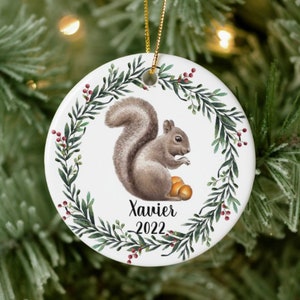 Squirrel Christmas Ornament, Personalized squirrel Ornament, squirrel Gift, squirrel ornament, squirrel decorations, squirrel Present