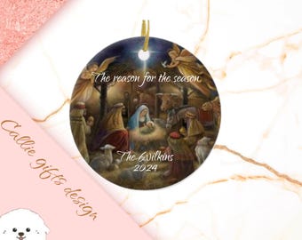 The reason for the season Christian Family Christmas Ornament,Nativity Family Christmas Ornament,Merry Christmas ornament,Religious ornam 24