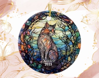 Cat Memorial Christmas Ornament, Pet Cat Ornament, Personalized Cat Loss Gift, Cat Memorial Gift, Cat Sympathy Gift, Custom Cat Lover Gift